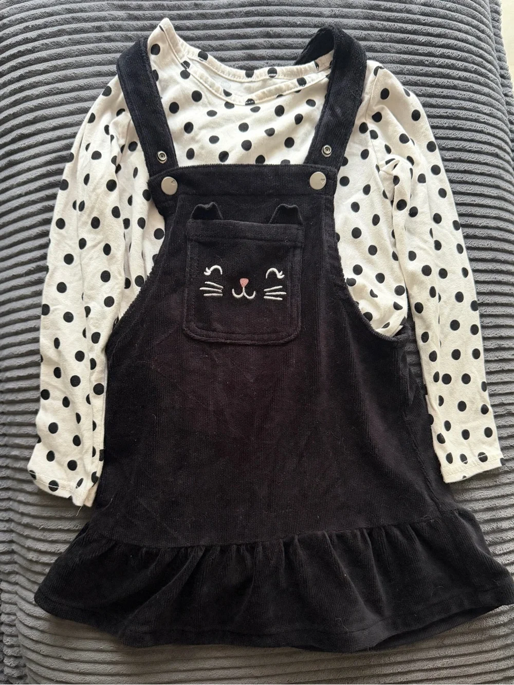 Polka Dot White and Black Girls Dress